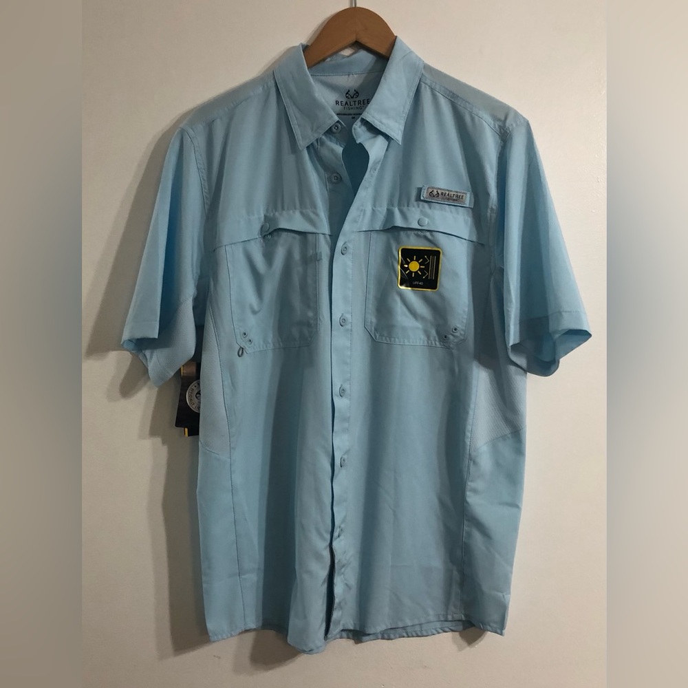 Men’s collars shirt buttons down Fishing Guide omphalodes blue.SP(34/36)